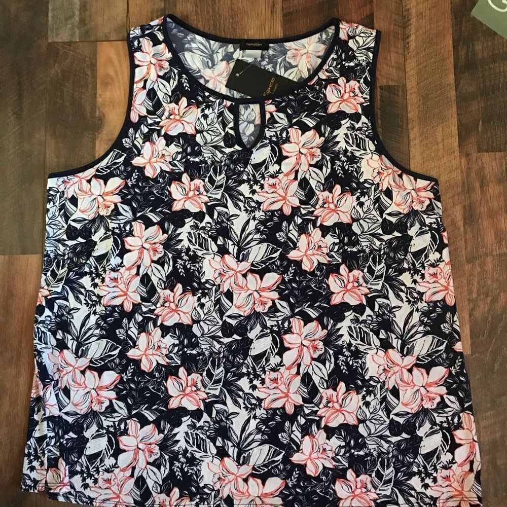 Espresso Los Angeles SZ 3X multicolored plus size top Floral blue  New tags